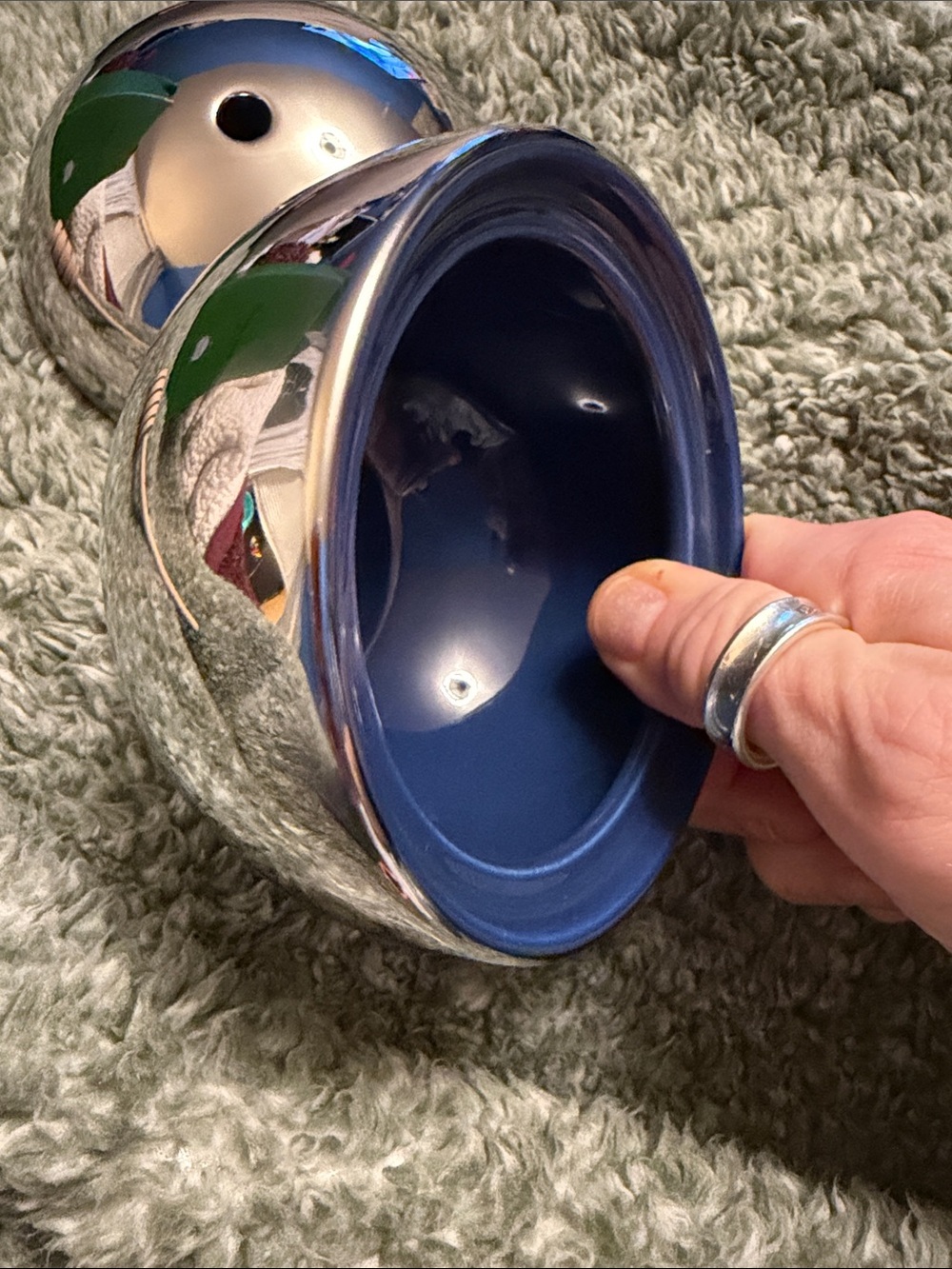 KATE SPADE & LENOX HONEY POT- Silver with bright blue interior. - Picture 11 of 14